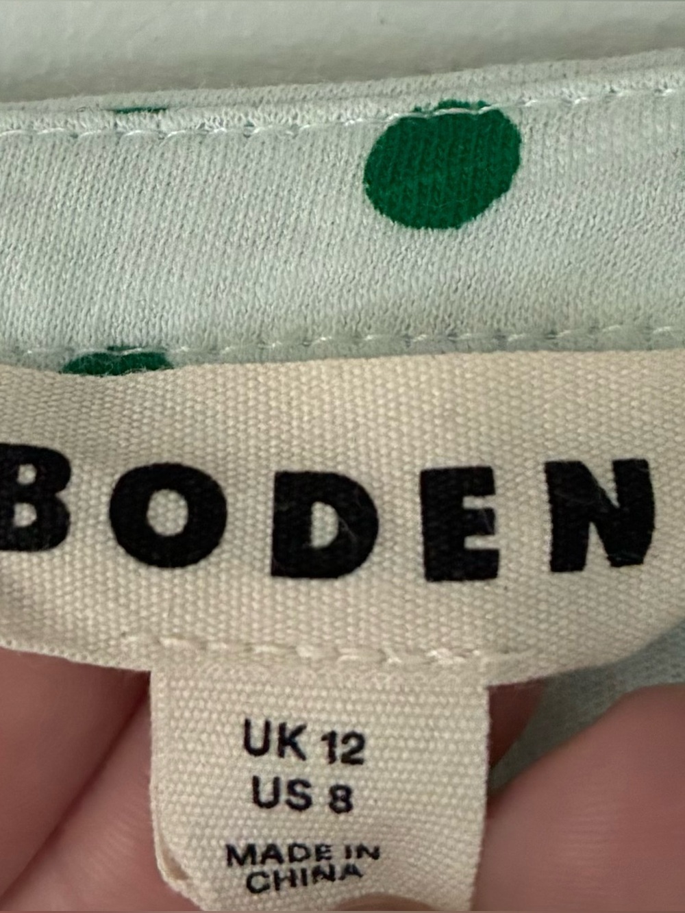 Boden Marina Spot Jersey Shirt Green White - Picture 4 of 4